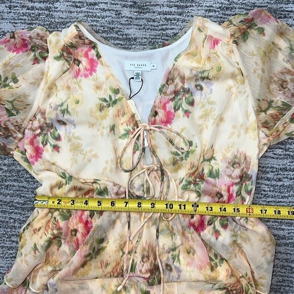 NWT Ted Baker Tamziiy V Neck Tie Front Mini Dress Ted Size 4/ US 12 - Picture 10 of 14